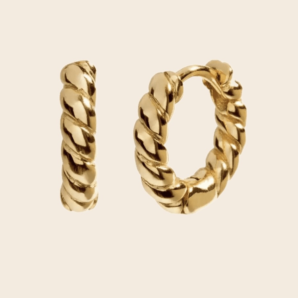 Brand new - Rope mini gold hoops - 925 silver - 14K Plated - Hypoallergenic